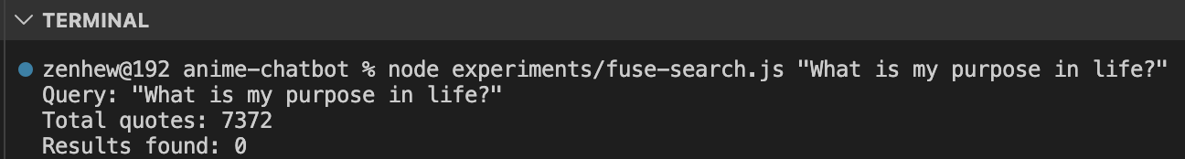 Fuse.js keyword search result